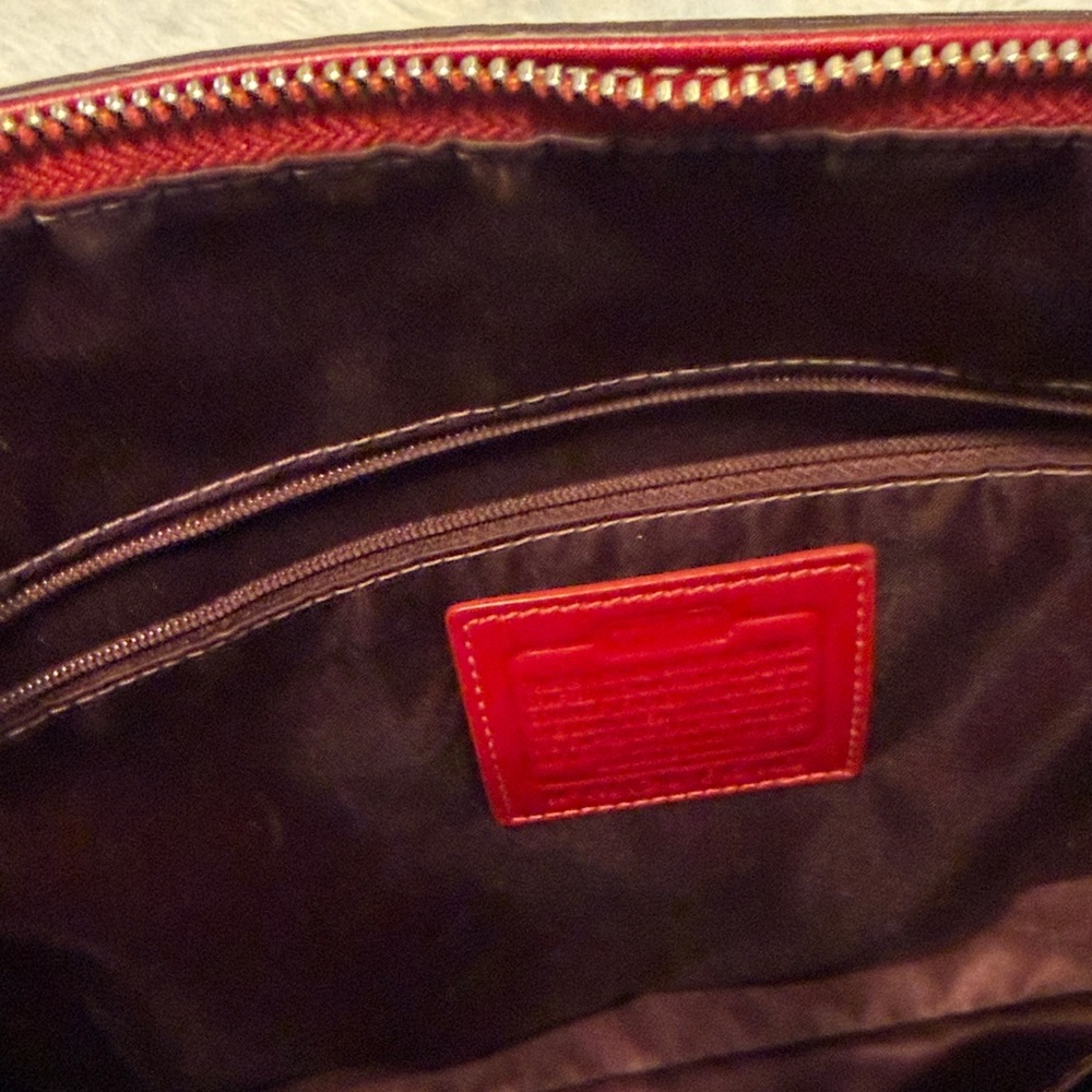 Coach Burgundy Leather Tote Bag - Picture 6 of 7